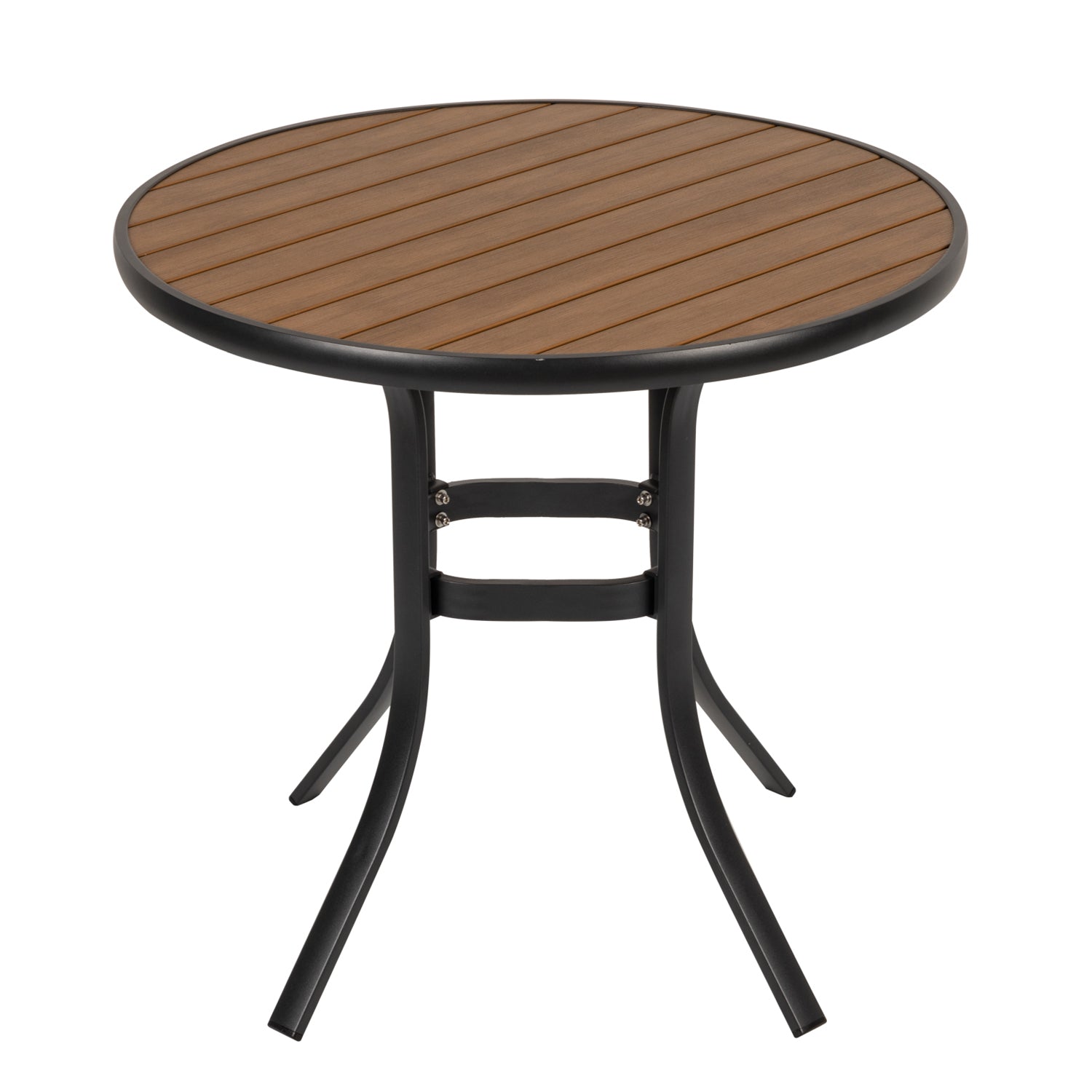 Τραπέζι Κήπου ArteLibre SANAAG Μαύρο/Καρυδί Αλουμίνιο/Ξύλο Φ80x73cm - Hippiehome.gr