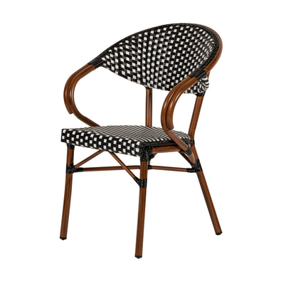 Πολυθρόνα Κήπου ArteLibre MUTUMA Λευκό/Μαύρο/Μπαμπού Αλουμίνιο/Rattan 57x60x82cm - Hippiehome.gr