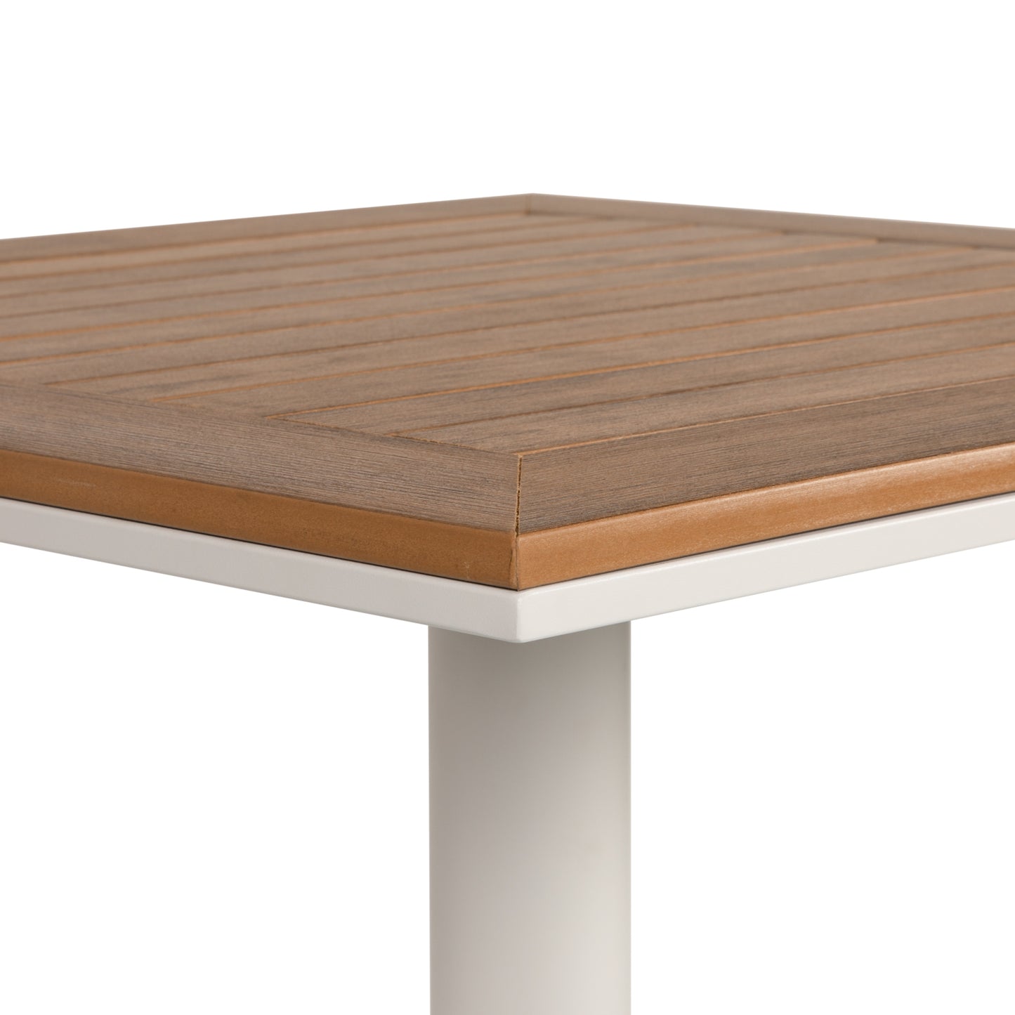 Τραπέζι Κήπου ArteLibre NAMIBIA Λευκό/Καρυδί Αλουμίνιο/Ξύλο 70x70x72cm - Hippiehome.gr