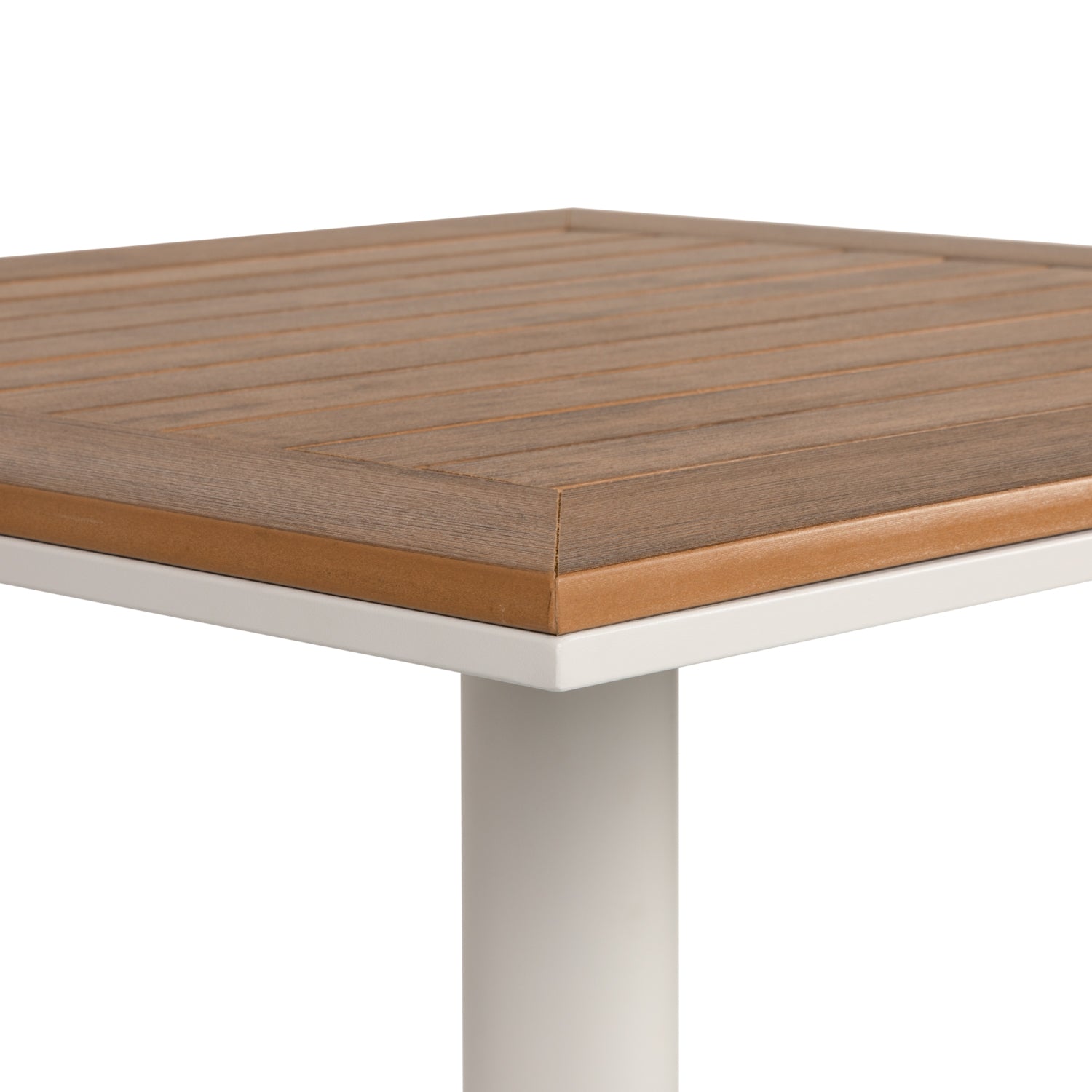 Τραπέζι Κήπου ArteLibre NAMIBIA Λευκό/Καρυδί Αλουμίνιο/Ξύλο 70x70x72cm - Hippiehome.gr