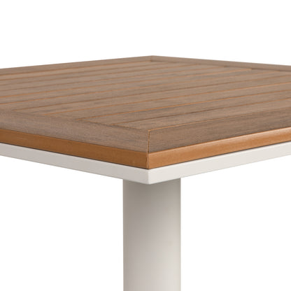 Τραπέζι Κήπου ArteLibre NAMIBIA Λευκό/Καρυδί Αλουμίνιο/Ξύλο 70x70x72cm - Hippiehome.gr