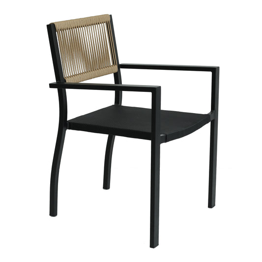 Πολυθρόνα Κήπου ArteLibre HORUS Μαύρο/Καφέ Αλουμίνιο/Rattan 56x58x83cm - Hippiehome.gr