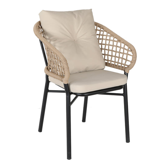 Πολυθρόνα Κήπου ArteLibre ANHUR Με Μαξιλάρια Μαύρο/Καφέ Αλουμίνιο/Rattan 60x58x84cm - Hippiehome.gr