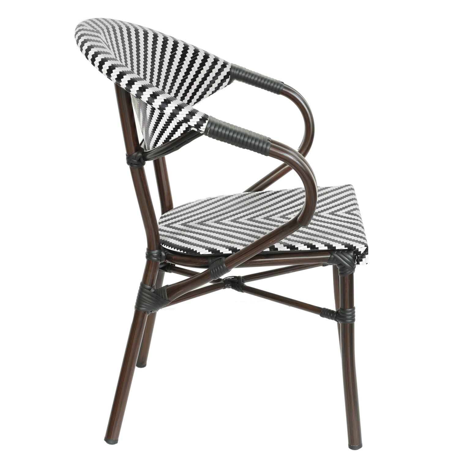 Πολυθρόνα Κήπου ArteLibre KIYOSHI Λευκό/Μαύρο/Καφέ Μπαμπού/Rattan 57x60x82cm - Hippiehome.gr