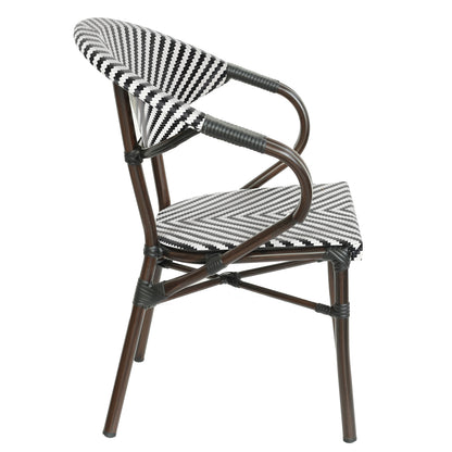 Πολυθρόνα Κήπου ArteLibre KIYOSHI Λευκό/Μαύρο/Καφέ Μπαμπού/Rattan 57x60x82cm - Hippiehome.gr