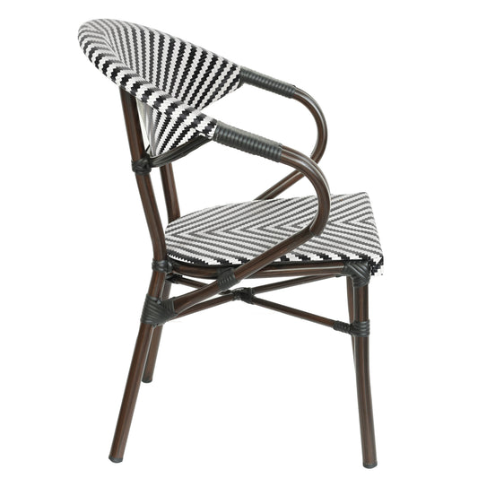 Πολυθρόνα Κήπου ArteLibre KIYOSHI Λευκό/Μαύρο/Καφέ Μπαμπού/Rattan 57x60x82cm - Hippiehome.gr