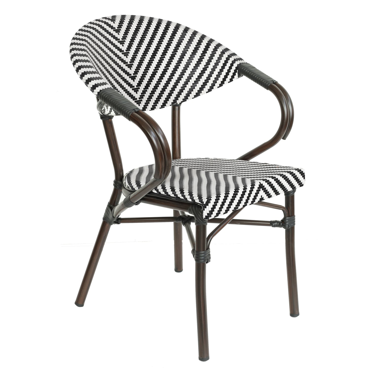 Πολυθρόνα Κήπου ArteLibre KIYOSHI Λευκό/Μαύρο/Καφέ Μπαμπού/Rattan 57x60x82cm - Hippiehome.gr