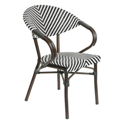 Πολυθρόνα Κήπου ArteLibre KIYOSHI Λευκό/Μαύρο/Καφέ Μπαμπού/Rattan 57x60x82cm - Hippiehome.gr