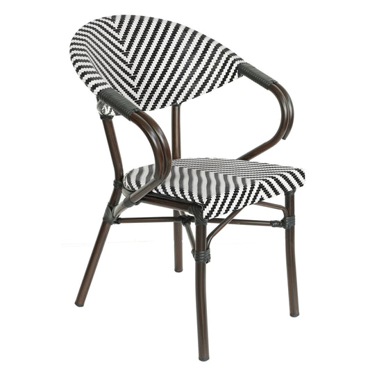 Πολυθρόνα Κήπου ArteLibre KIYOSHI Λευκό/Μαύρο/Καφέ Μπαμπού/Rattan 57x60x82cm - Hippiehome.gr