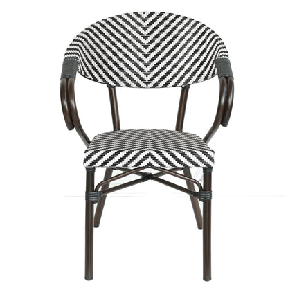 Πολυθρόνα Κήπου ArteLibre KIYOSHI Λευκό/Μαύρο/Καφέ Μπαμπού/Rattan 57x60x82cm - Hippiehome.gr