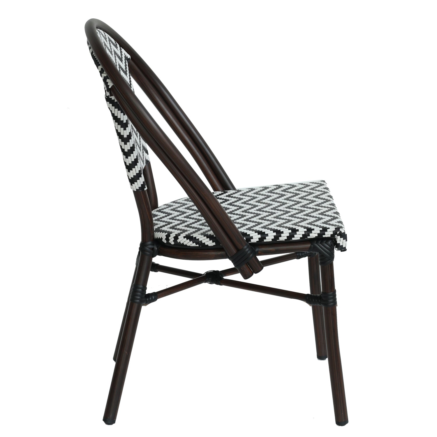 Πολυθρόνα Κήπου ArteLibre RYOTA Λευκό/Μαύρο/Καφέ Μπαμπού/Rattan 48x56x86cm - Hippiehome.gr