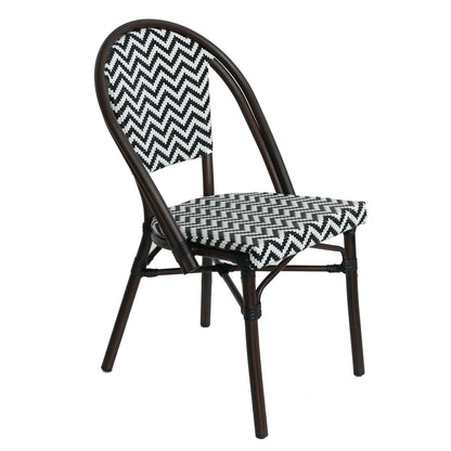 Πολυθρόνα Κήπου ArteLibre RYOTA Λευκό/Μαύρο/Καφέ Μπαμπού/Rattan 48x56x86cm - Hippiehome.gr