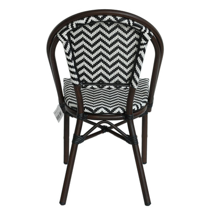 Πολυθρόνα Κήπου ArteLibre RYOTA Λευκό/Μαύρο/Καφέ Μπαμπού/Rattan 48x56x86cm - Hippiehome.gr