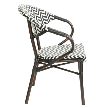 Πολυθρόνα Κήπου ArteLibre HARUTO Λευκό/Μαύρο/Καφέ Μπαμπού/Rattan 57x57x82cm - Hippiehome.gr