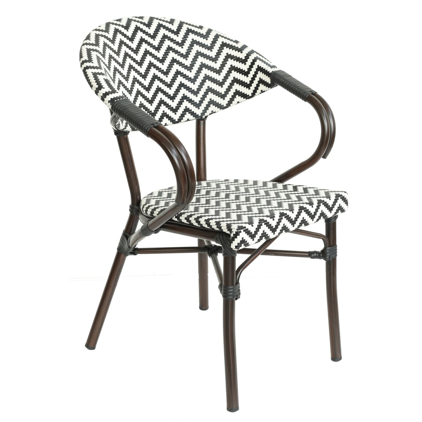 Πολυθρόνα Κήπου ArteLibre HARUTO Λευκό/Μαύρο/Καφέ Μπαμπού/Rattan 57x57x82cm - Hippiehome.gr