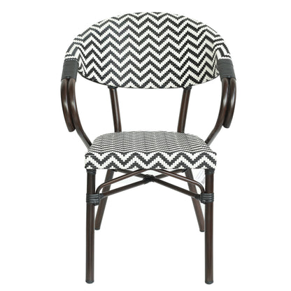 Πολυθρόνα Κήπου ArteLibre HARUTO Λευκό/Μαύρο/Καφέ Μπαμπού/Rattan 57x57x82cm - Hippiehome.gr