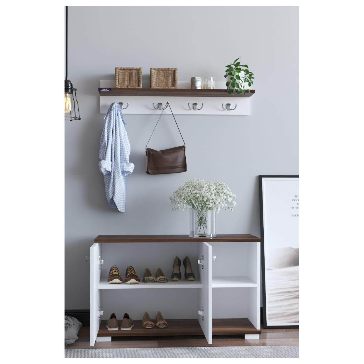 Έπιπλο Εισόδου ArteLibre FURAHA Καρυδί Μοριοσανίδα 90x33x52.2cm - Hippiehome.gr
