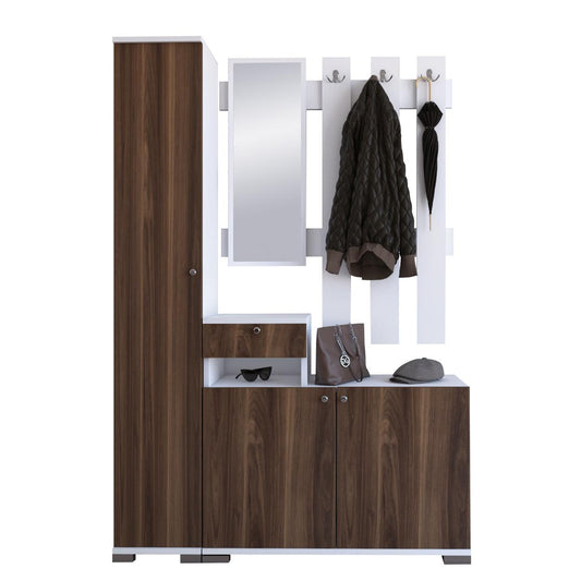 Έπιπλο Εισόδου ArteLibre Με Καθρέπτη ZIKHONA Καρυδί Μοριοσανίδα/Γυαλί 120x33x177cm - Hippiehome.gr