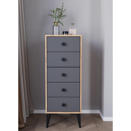 Συρταριέρα ArteLibre AMARI Δρυς/Ανθρακί Μοριοσανίδα 43x43x114cm - Hippiehome.gr