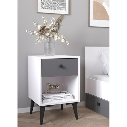 Κομοδίνο ArteLibre AMARI Λευκό/Ανθρακί Μοριοσανίδα 43x43x67.5cm - Hippiehome.gr