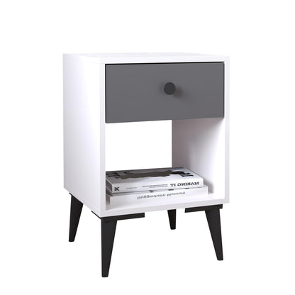 Κομοδίνο ArteLibre AMARI Λευκό/Ανθρακί Μοριοσανίδα 43x43x67.5cm - Hippiehome.gr