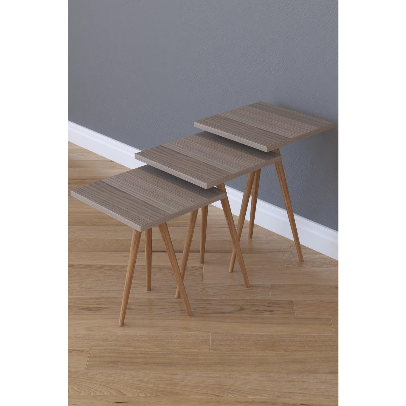 Τραπεζάκι Βοηθητικό ArteLibre ZURI Cordoba Μοριοσανίδα/Ξύλο 33x33x52/33x33x47/33x33x42cm Σετ 3Τμχ - Hippiehome.gr