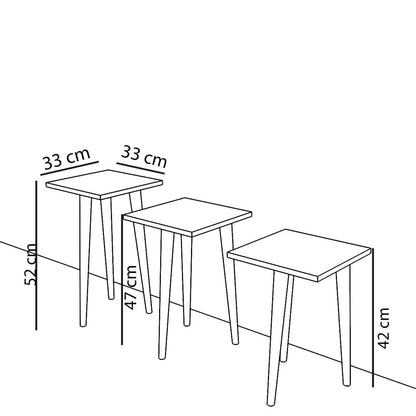 Τραπεζάκι Βοηθητικό ArteLibre ZURI Cordoba Μοριοσανίδα/Ξύλο 33x33x52/33x33x47/33x33x42cm Σετ 3Τμχ - Hippiehome.gr