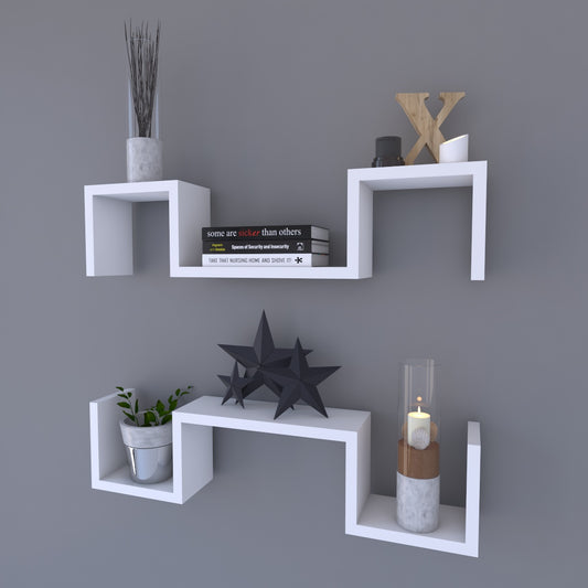 Ράφι Τοίχου ArteLibre ESTERLINE Λευκό Μοριοσανίδα (2x)70x11.7x15cm Σετ 2Τμχ - Hippiehome.gr