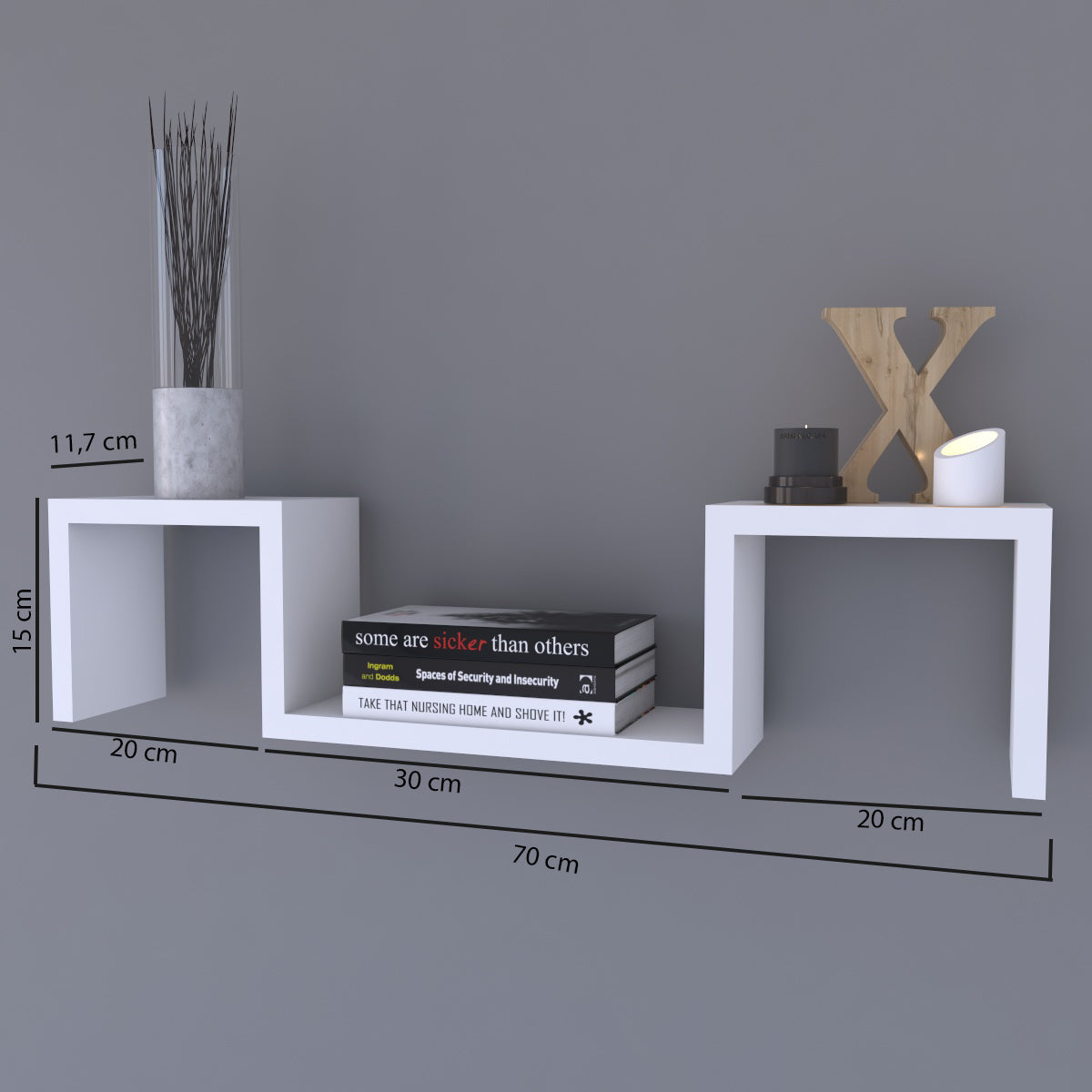 Ράφι Τοίχου ArteLibre ESTERLINE Λευκό Μοριοσανίδα (2x)70x11.7x15cm Σετ 2Τμχ - Hippiehome.gr