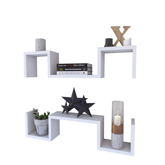 Ράφι Τοίχου ArteLibre ESTERLINE Λευκό Μοριοσανίδα (2x)70x11.7x15cm Σετ 2Τμχ - Hippiehome.gr