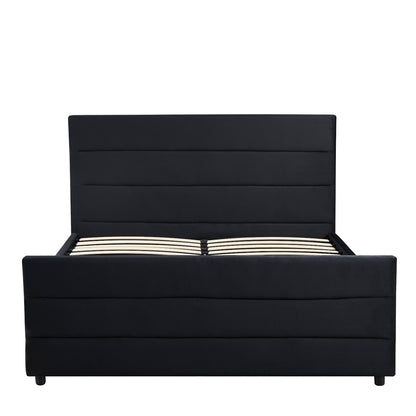 Κρεβάτι Διπλό ArteLibre SLEEPSUIT Μαύρο Ύφασμα 218x172x118cm (Στρώμα 160x200cm) - Hippiehome.gr