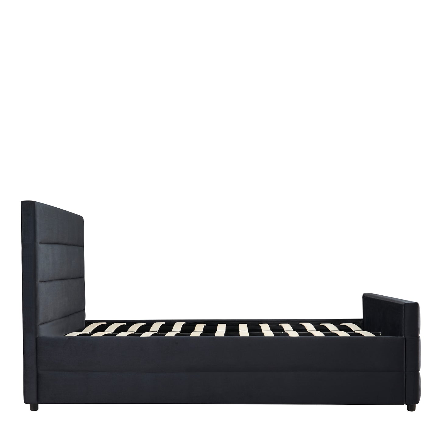 Κρεβάτι Διπλό ArteLibre SLEEPSUIT Μαύρο Ύφασμα 218x172x118cm (Στρώμα 160x200cm) - Hippiehome.gr