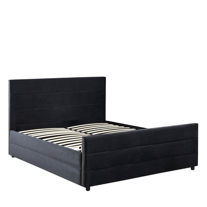 Κρεβάτι Διπλό ArteLibre SLEEPSUIT Μαύρο Ύφασμα 218x172x118cm (Στρώμα 160x200cm) - Hippiehome.gr