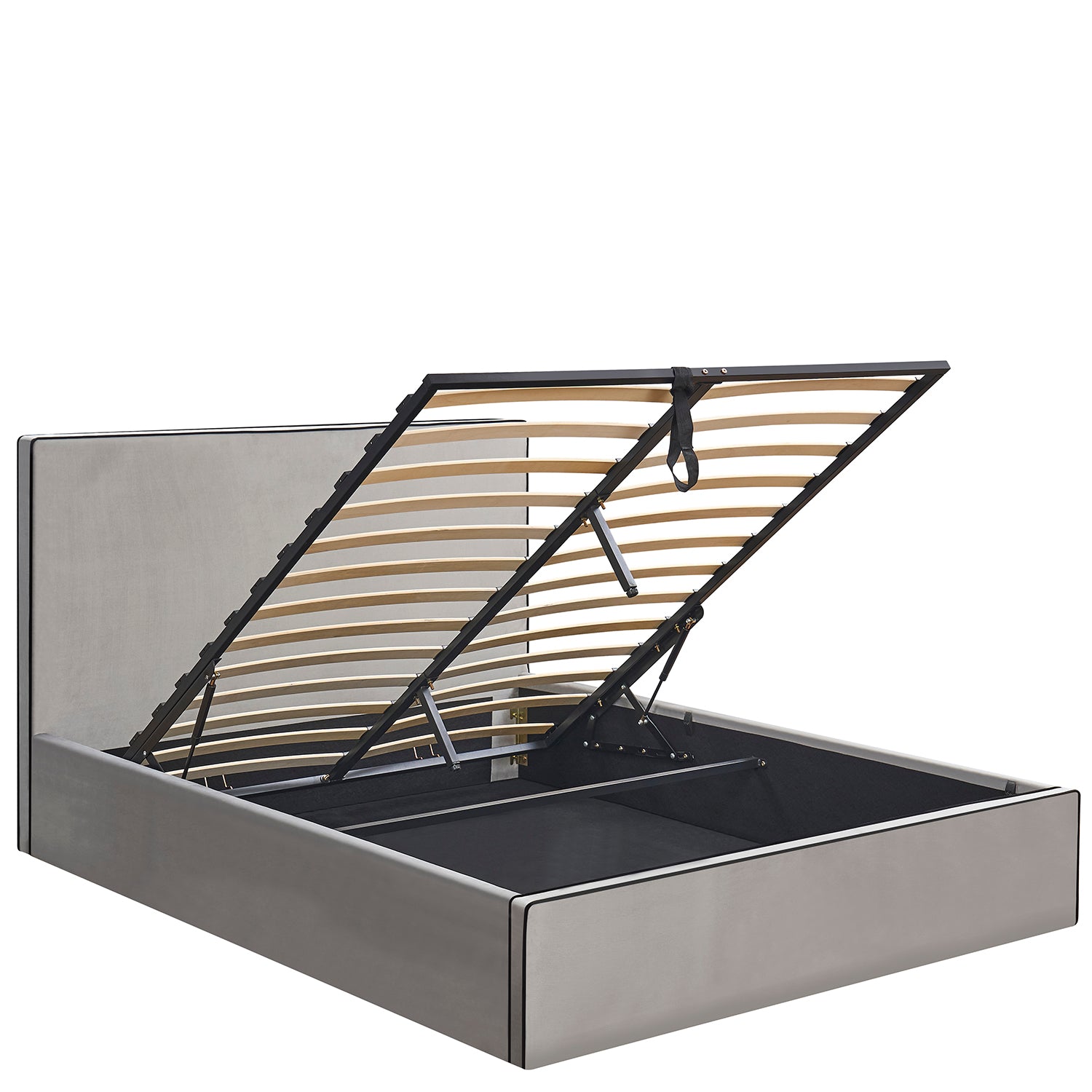 Κρεβάτι Υπέρδιπλο ArteLibre WICHITA Γκρι Ύφασμα Για Στρώμα 160x200cm - Hippiehome.gr