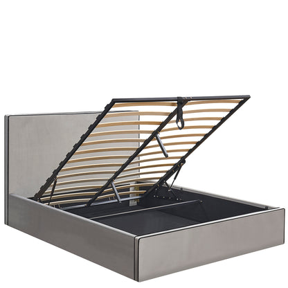 Κρεβάτι Υπέρδιπλο ArteLibre WICHITA Γκρι Ύφασμα Για Στρώμα 160x200cm - Hippiehome.gr