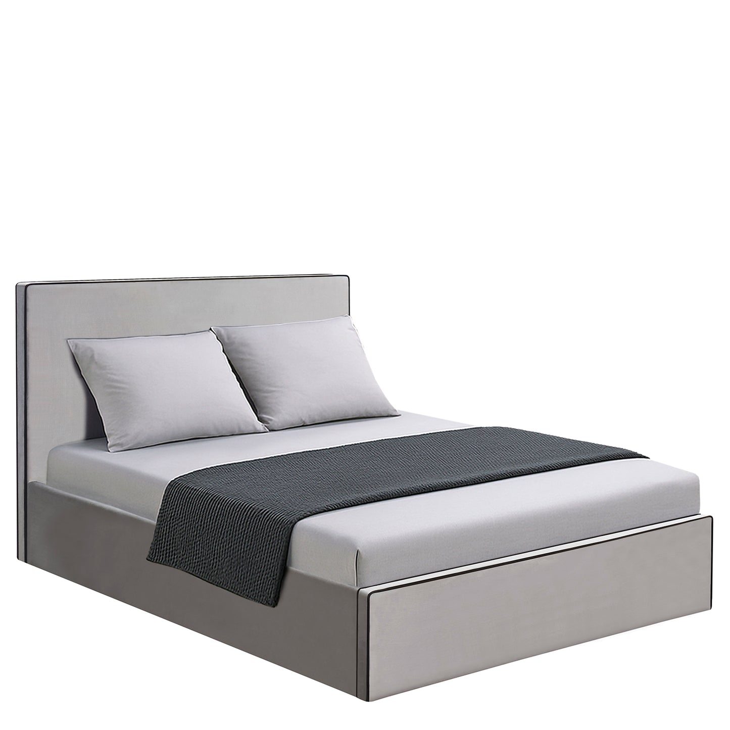 Κρεβάτι Υπέρδιπλο ArteLibre WICHITA Γκρι Ύφασμα Για Στρώμα 160x200cm - Hippiehome.gr