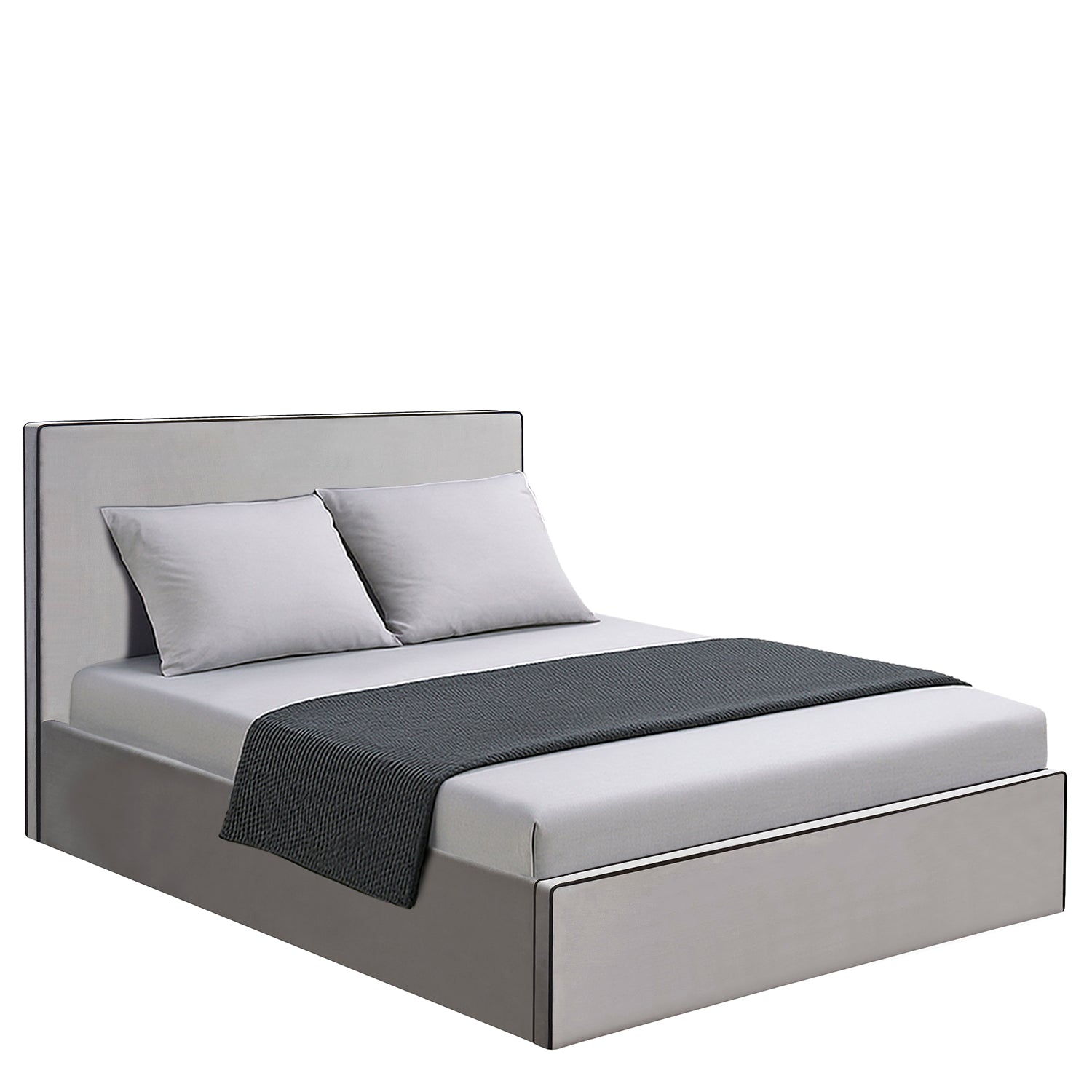 Κρεβάτι Υπέρδιπλο ArteLibre WICHITA Γκρι Ύφασμα Για Στρώμα 160x200cm - Hippiehome.gr