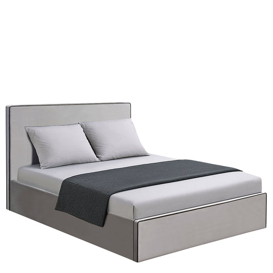 Κρεβάτι Υπέρδιπλο ArteLibre WICHITA Γκρι Ύφασμα Για Στρώμα 160x200cm - Hippiehome.gr