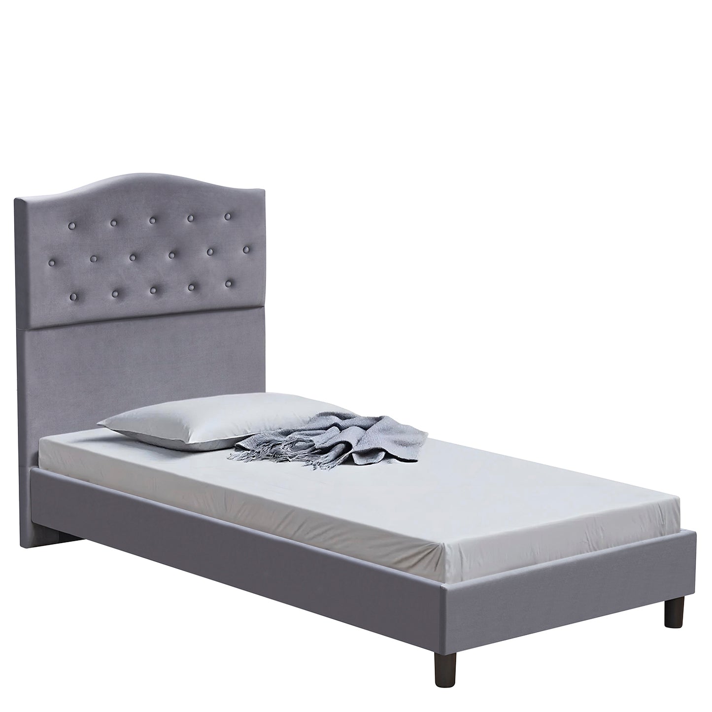 Κρεβάτι Μονό ArteLibre JUNIPER Γκρι Ύφασμα Για Στρώμα 90x200cm - Hippiehome.gr