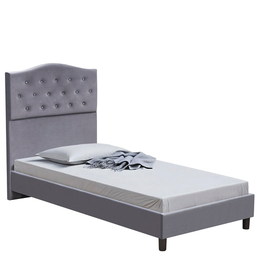 Κρεβάτι Μονό ArteLibre JUNIPER Γκρι Ύφασμα Για Στρώμα 90x200cm - Hippiehome.gr