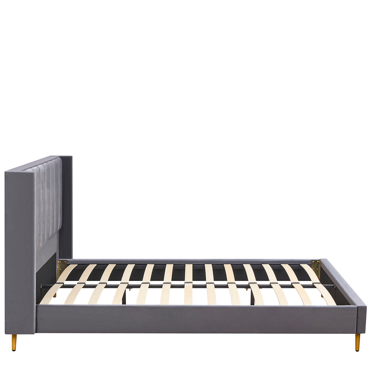 Κρεβάτι Υπέρδιπλο ArteLibre SEDONA Γκρι Ύφασμα Για Στρώμα 160x200cm - Hippiehome.gr