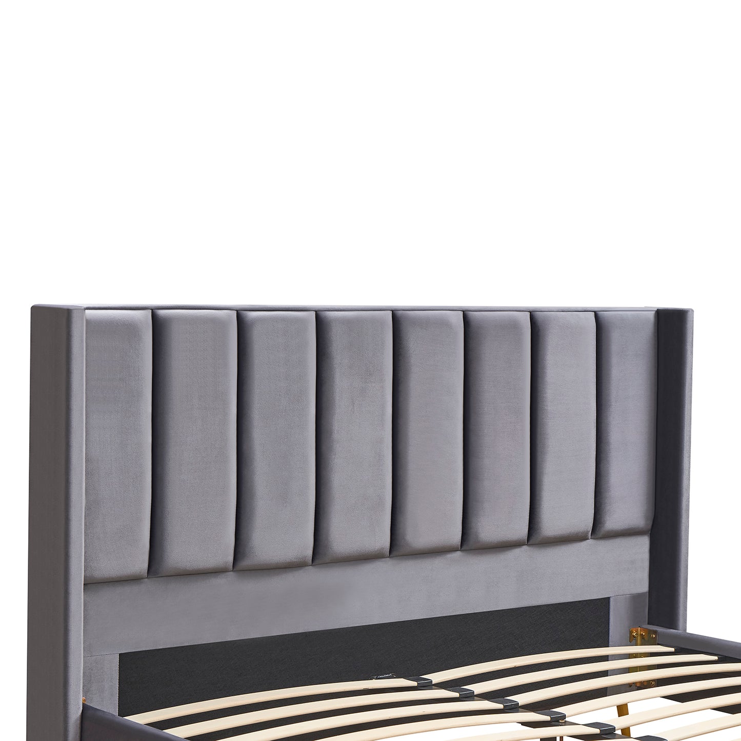 Κρεβάτι Υπέρδιπλο ArteLibre SEDONA Γκρι Ύφασμα Για Στρώμα 160x200cm - Hippiehome.gr