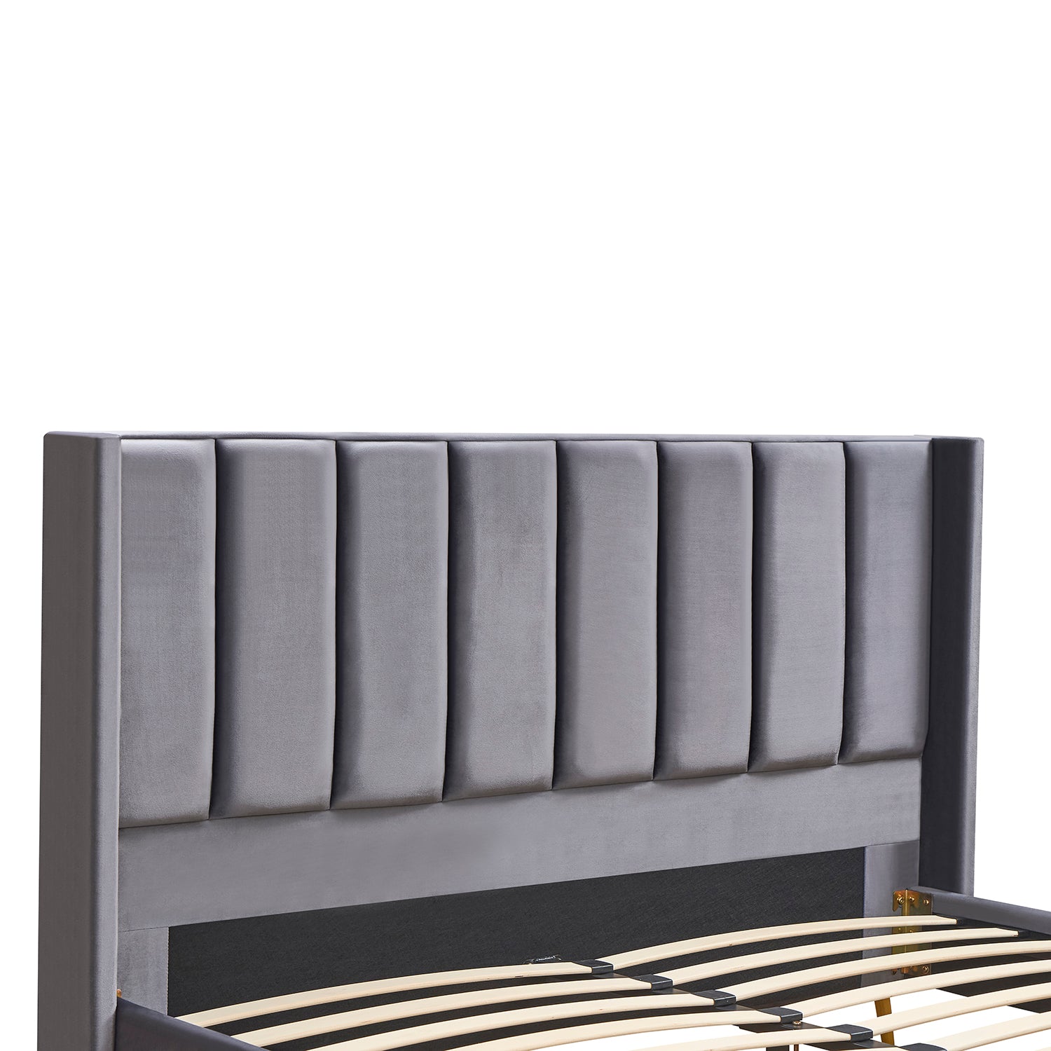 Κρεβάτι Υπέρδιπλο ArteLibre SEDONA Γκρι Ύφασμα Για Στρώμα 160x200cm - Hippiehome.gr