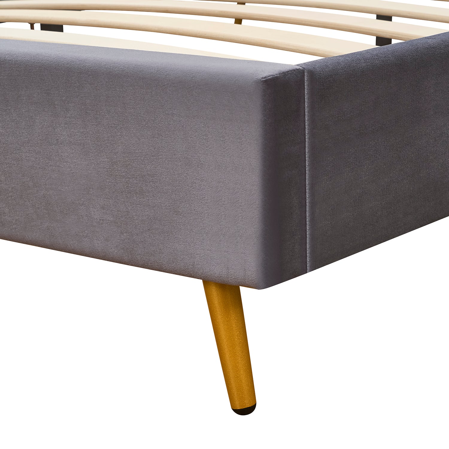 Κρεβάτι Υπέρδιπλο ArteLibre SEDONA Γκρι Ύφασμα Για Στρώμα 160x200cm - Hippiehome.gr