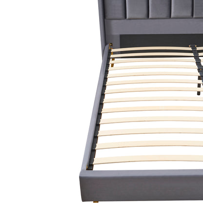 Κρεβάτι Υπέρδιπλο ArteLibre SEDONA Γκρι Ύφασμα Για Στρώμα 160x200cm - Hippiehome.gr