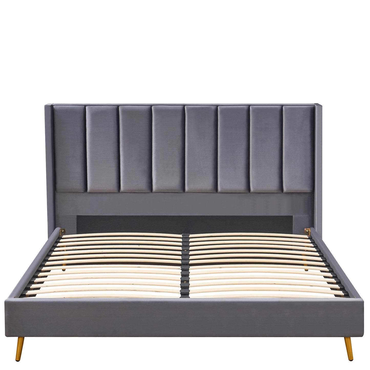 Κρεβάτι Υπέρδιπλο ArteLibre SEDONA Γκρι Ύφασμα Για Στρώμα 160x200cm - Hippiehome.gr