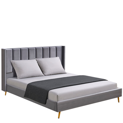 Κρεβάτι Υπέρδιπλο ArteLibre SEDONA Γκρι Ύφασμα Για Στρώμα 160x200cm - Hippiehome.gr