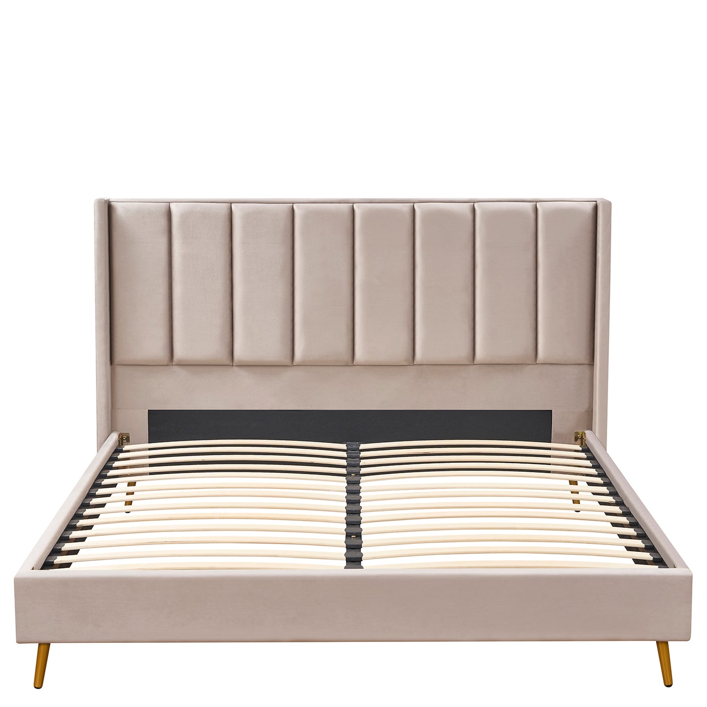 Κρεβάτι Υπέρδιπλο ArteLibre SEDONA Μπεζ Ύφασμα Για Στρώμα 160x200cm - Hippiehome.gr