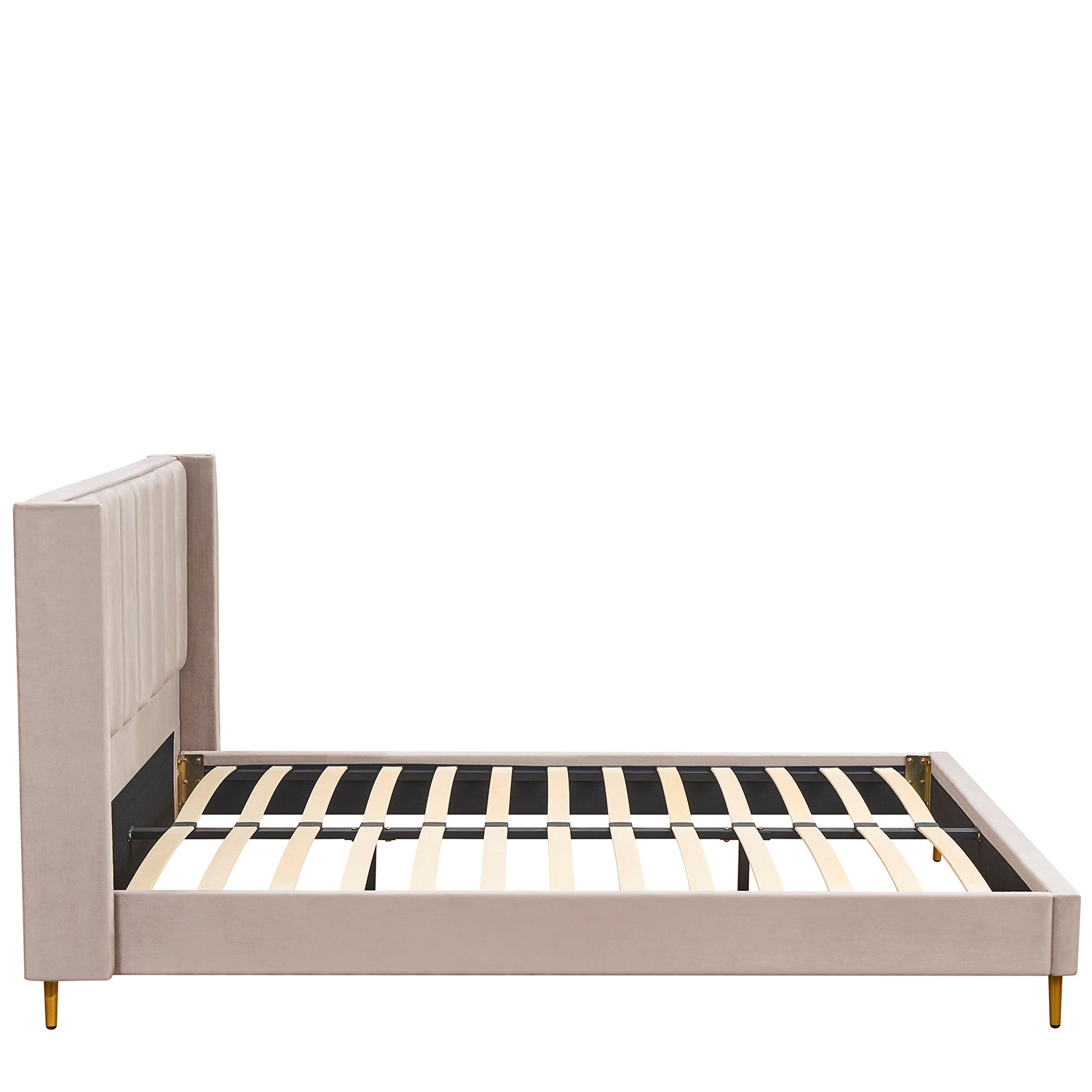 Κρεβάτι Υπέρδιπλο ArteLibre SEDONA Μπεζ Ύφασμα Για Στρώμα 160x200cm - Hippiehome.gr