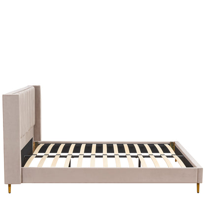 Κρεβάτι Υπέρδιπλο ArteLibre SEDONA Μπεζ Ύφασμα Για Στρώμα 160x200cm - Hippiehome.gr